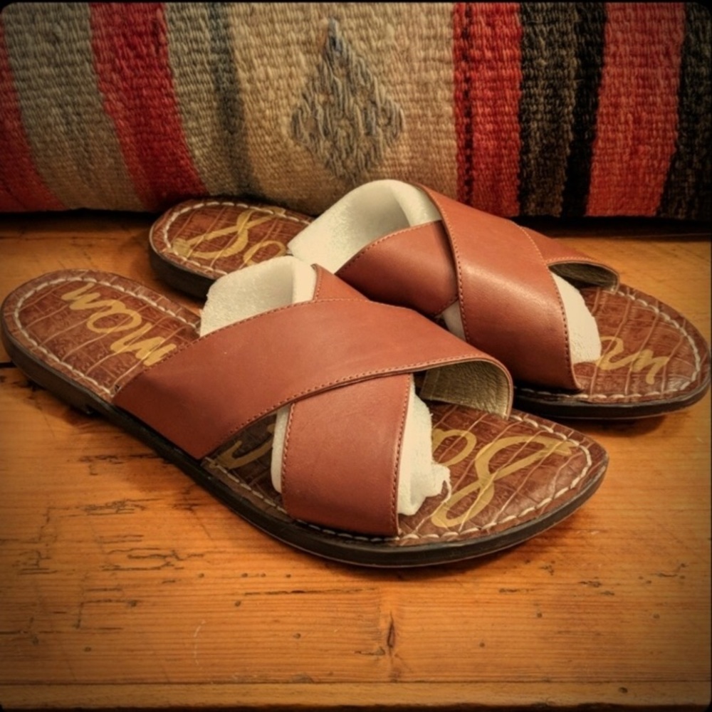 Sam Edelman Brown Leather Slide Sandal